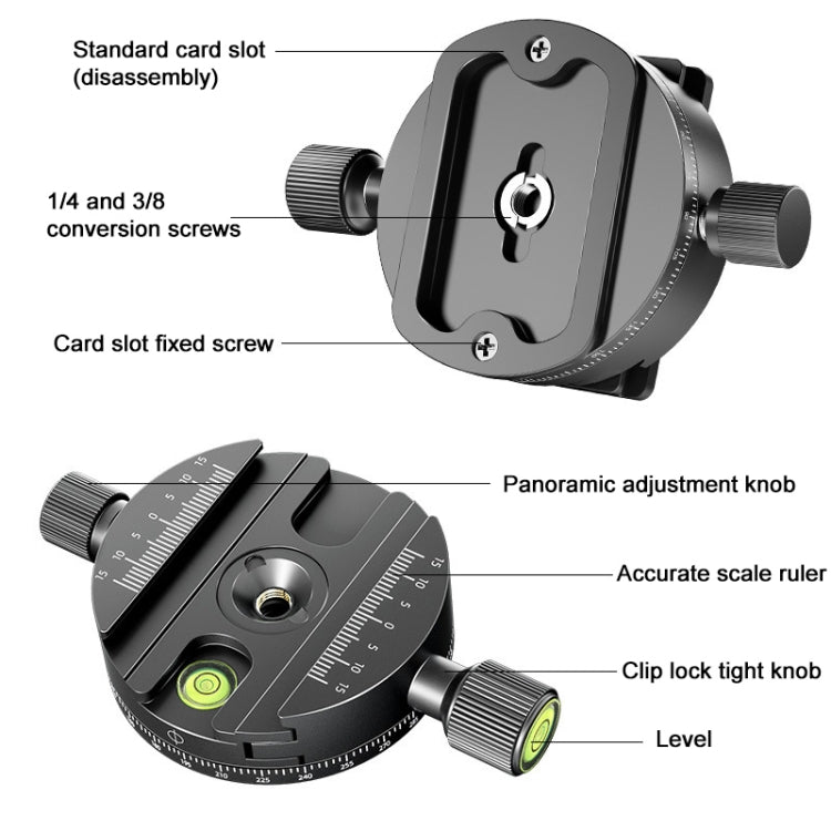 BEXIN QJ08-S Panoramic Rotary Quick Release Clamp Base Tripod Mount with Quick Release Plate Eurekaonline