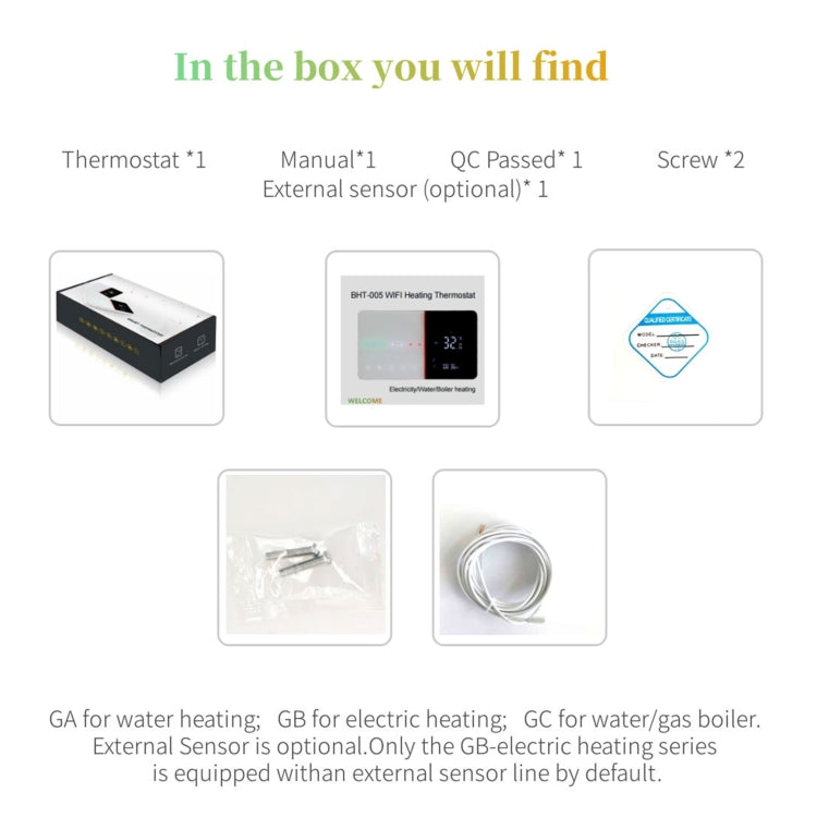 BHT-005-GC 220V AC 3A Smart Home Heating Thermostat for EU Box, Control Boiler Heating with Only Internal Sensor Eurekaonline