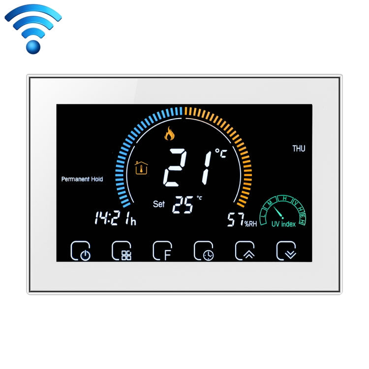 Gas Boiler Heating Energy-saving and Environmentally-friendly Smart Home Negative Display LCD Screen Round Room Thermostat with WiFi(White) Eurekaonline