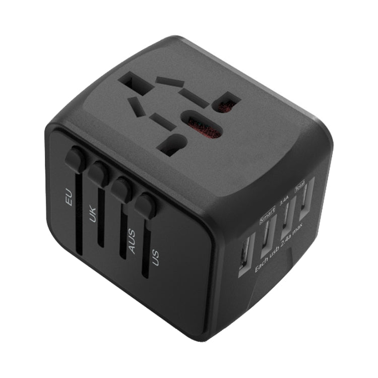 BMAX 199-04U Travel Multifunctional USB Converter 4 USB Universal Socket(Black) Eurekaonline
