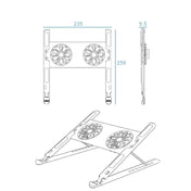 BONERUY P11F Adjustable Laptop Stand Cooling Holder with Double Fans Eurekaonline