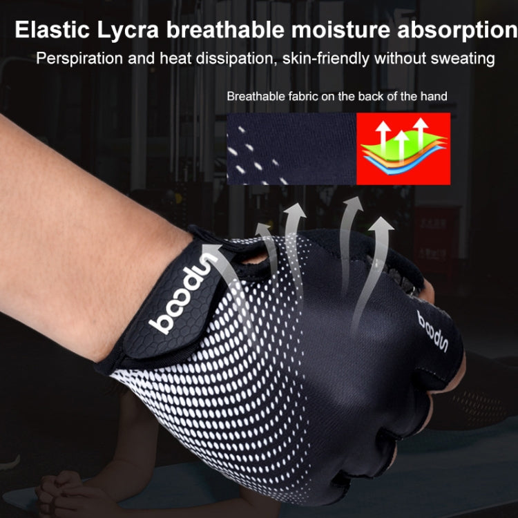 BOODUN 1096 Non-slip Wear-resistant Breathable Fitness Sports Silicone Gloves, Size:M(Black) Eurekaonline