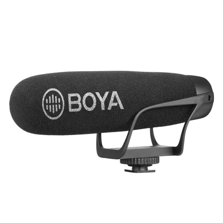 BOYA BY-BM2021 Shotgun Super-Cardioid Condenser Broadcast Microphone with Windshield for Canon / Nikon / Sony DSLR Cameras, Smartphones (Black) Eurekaonline