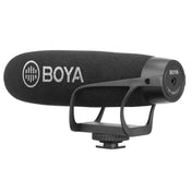 BOYA BY-BM2021 Shotgun Super-Cardioid Condenser Broadcast Microphone with Windshield for Canon / Nikon / Sony DSLR Cameras, Smartphones (Black) Eurekaonline