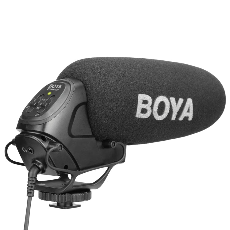 BOYA BY-BM3031 Shotgun Super-cardioid Condenser Broadcast Microphone with Windshield for Canon / Nikon / Sony DSLR Cameras(Black) Eurekaonline