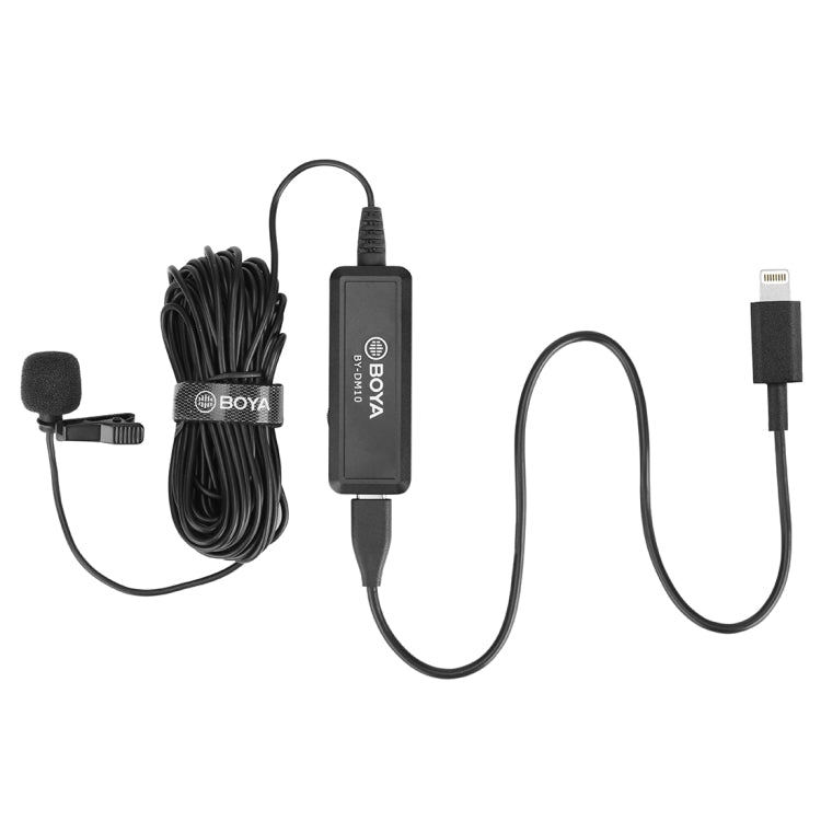 BOYA BY-DM10 USB / 8 Pin Plug Broadcast Lavalier Microphone with Windscreen, Cable Length: 6m(Black) Eurekaonline