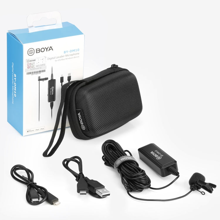 BOYA BY-DM10 USB / 8 Pin Plug Broadcast Lavalier Microphone with Windscreen, Cable Length: 6m(Black) Eurekaonline