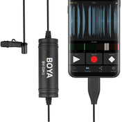 BOYA BY-DM2 USB-C / Type-C Broadcast Lavalier Condenser Microphone with Windscreen for Android Phones / Tablets (Black) Eurekaonline