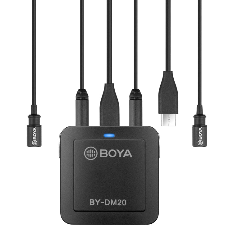 BOYA BY-DM20 Dual-Channel Recording Lavalier Microphone for iPhone / Android(Type-C) / Laptop(Black) Eurekaonline