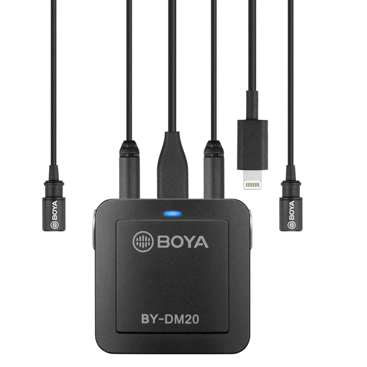 BOYA BY-DM20 Dual-Channel Recording Lavalier Microphone for iPhone / Android(Type-C) / Laptop(Black) Eurekaonline