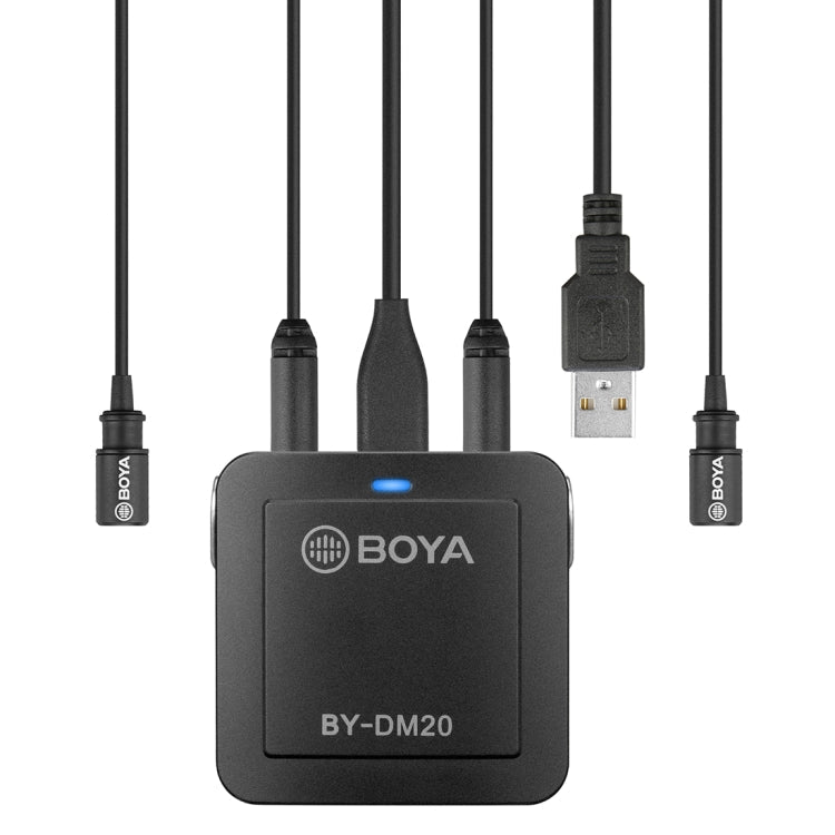 BOYA BY-DM20 Dual-Channel Recording Lavalier Microphone for iPhone / Android(Type-C) / Laptop(Black) Eurekaonline
