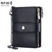 BP804 RFID Anti-Theft Wallet Multi-Function Buckle Zipper Retro Leisure Coin Purse(Black) Eurekaonline