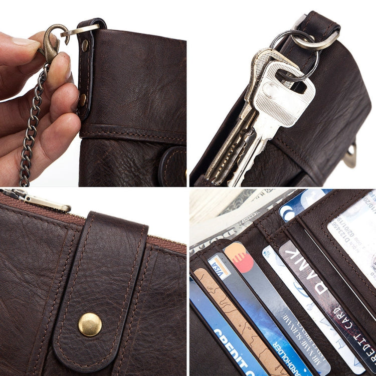 BP804 RFID Anti-Theft Wallet Multi-Function Buckle Zipper Retro Leisure Coin Purse(Brown) Eurekaonline