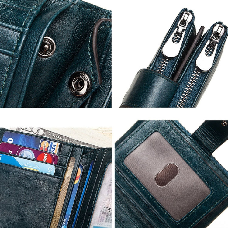 BP804 RFID Anti-Theft Wallet Multi-Function Buckle Zipper Retro Leisure Coin Purse(Brown) Eurekaonline