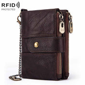 BP804 RFID Anti-Theft Wallet Multi-Function Buckle Zipper Retro Leisure Coin Purse(Brown) Eurekaonline