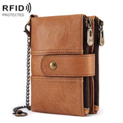 BP804 RFID Anti-Theft Wallet Multi-Function Buckle Zipper Retro Leisure Coin Purse(Khaki) Eurekaonline