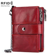 BP804 RFID Anti-Theft Wallet Multi-Function Buckle Zipper Retro Leisure Coin Purse(Red) Eurekaonline