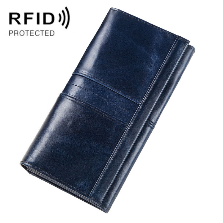 BP806 RFID Anti-Theft Brush Lady Wallet Multi-Card Clutch Bag(Blue) Eurekaonline