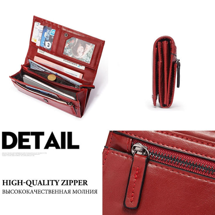 BP806 RFID Anti-Theft Brush Lady Wallet Multi-Card Clutch Bag(Red) Eurekaonline