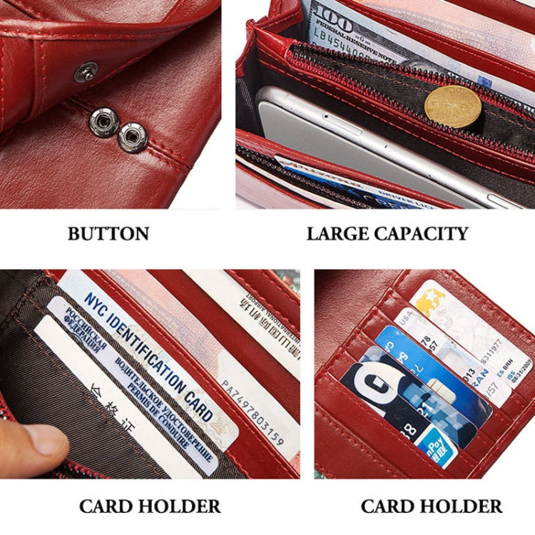 BP806 RFID Anti-Theft Brush Lady Wallet Multi-Card Clutch Bag(Red) Eurekaonline