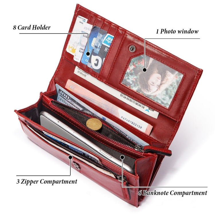 BP806 RFID Anti-Theft Brush Lady Wallet Multi-Card Clutch Bag(Red) Eurekaonline