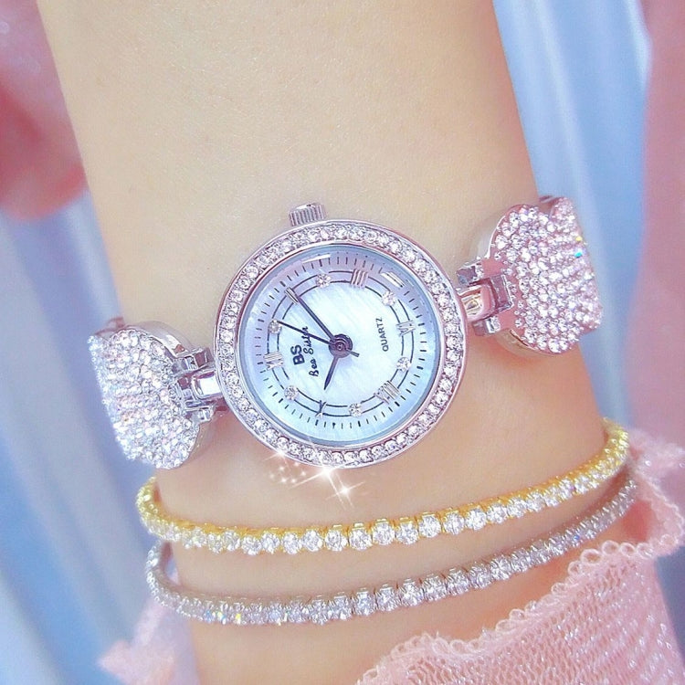 BS Bee Sister  FA1606 Diamond Inlaid Ladies Watch Jewelry Chain Watch(Silver) Eurekaonline