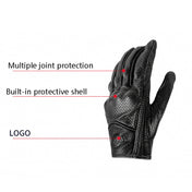 BSDDP A0102 Leather Full Finger Locomotive Gloves Racing Anti-Fall Breathable Touch Screen Gloves, Size: L(Nonporous) Eurekaonline