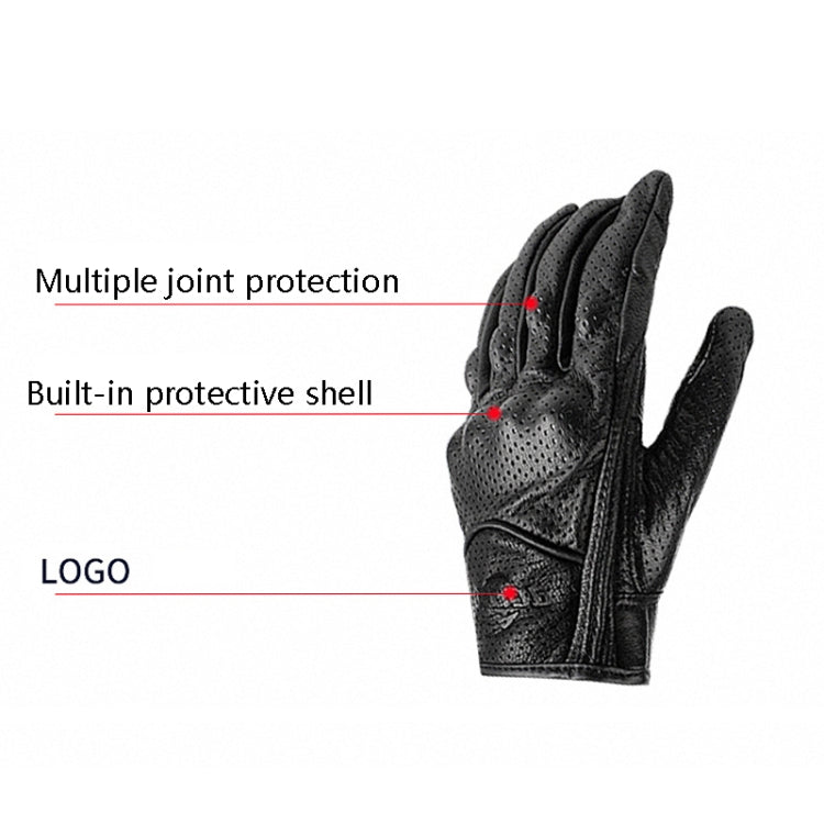 BSDDP A0102 Leather Full Finger Locomotive Gloves Racing Anti-Fall Breathable Touch Screen Gloves, Size: L(Nonporous) Eurekaonline