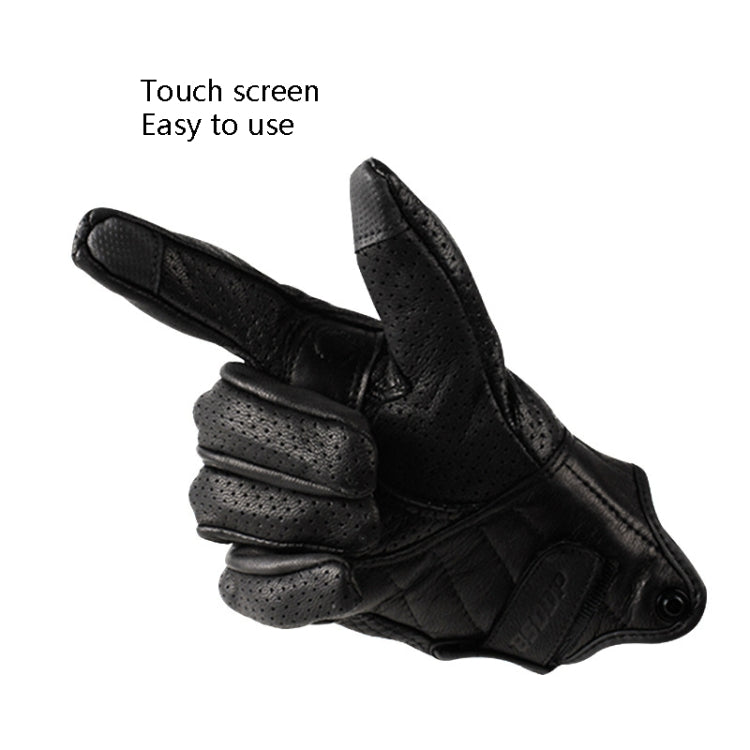 BSDDP A0102 Leather Full Finger Locomotive Gloves Racing Anti-Fall Breathable Touch Screen Gloves, Size: L(Nonporous) Eurekaonline