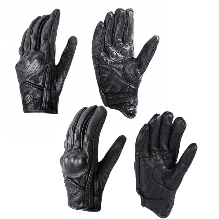 BSDDP A0102 Leather Full Finger Locomotive Gloves Racing Anti-Fall Breathable Touch Screen Gloves, Size: L(Nonporous) Eurekaonline