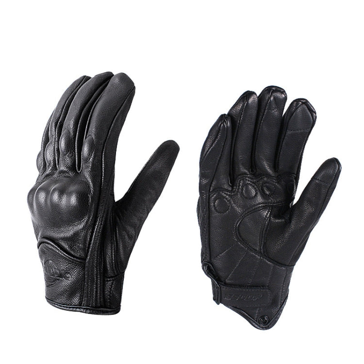 BSDDP A0102 Leather Full Finger Locomotive Gloves Racing Anti-Fall Breathable Touch Screen Gloves, Size: M(Nonporous) Eurekaonline