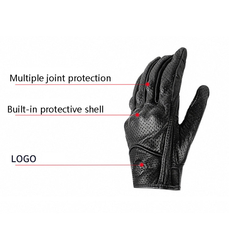 BSDDP A0102 Leather Full Finger Locomotive Gloves Racing Anti-Fall Breathable Touch Screen Gloves, Size: M(Nonporous) Eurekaonline