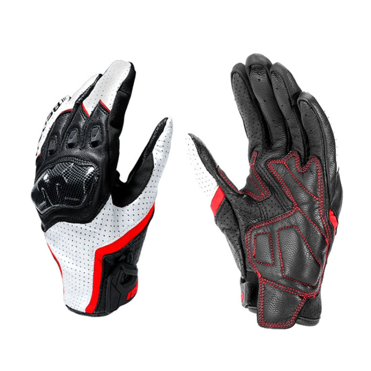 BSDDP RHA0119 Motorcycle Breathable Sheepskin Glove, Size: L(White) Eurekaonline