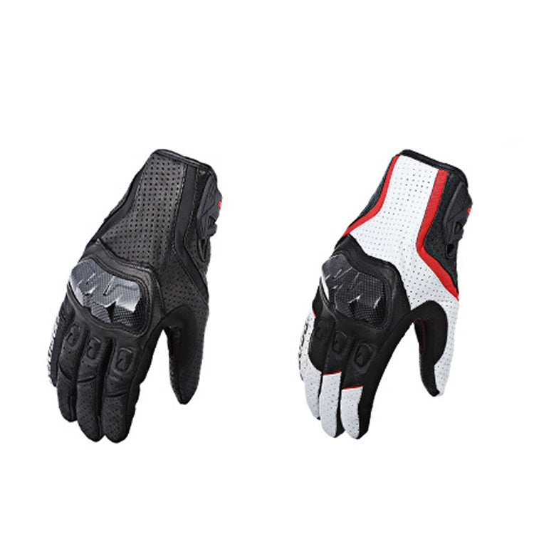 BSDDP RHA0119 Motorcycle Breathable Sheepskin Glove, Size: M(White) Eurekaonline