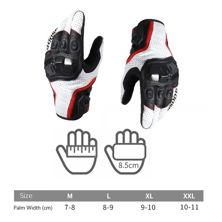 BSDDP RHA0119 Motorcycle Breathable Sheepskin Glove, Size: M(White) Eurekaonline