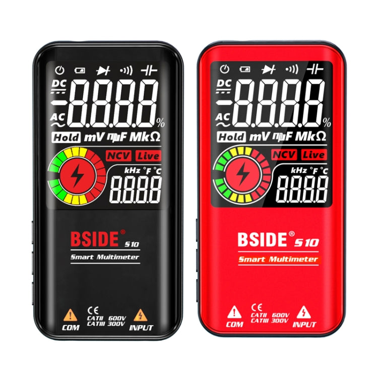 BSIDE Digital Multimeter 9999 Counts LCD Color Display DC AC Voltage Capacitance Diode Meter, Specification: S11 Recharge Version (Black) Eurekaonline