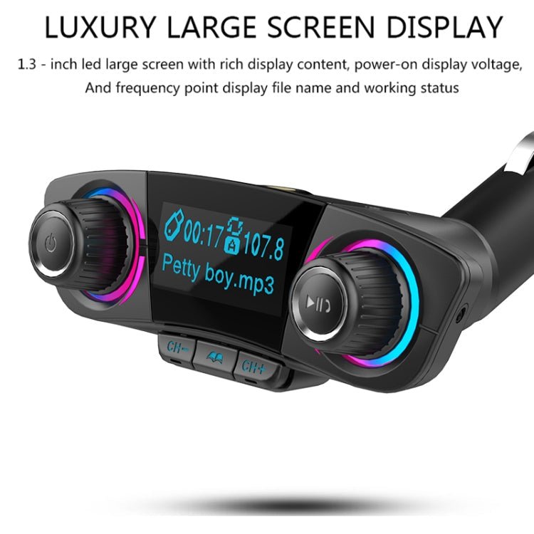 BT06 Dual USB Charging Smart Bluetooth 4.0 + EDR FM Transmitter MP3 Music Player Car Kit with 1.3 inch LED Screen, Support Bluetooth Call, TF Card & U Disk Eurekaonline