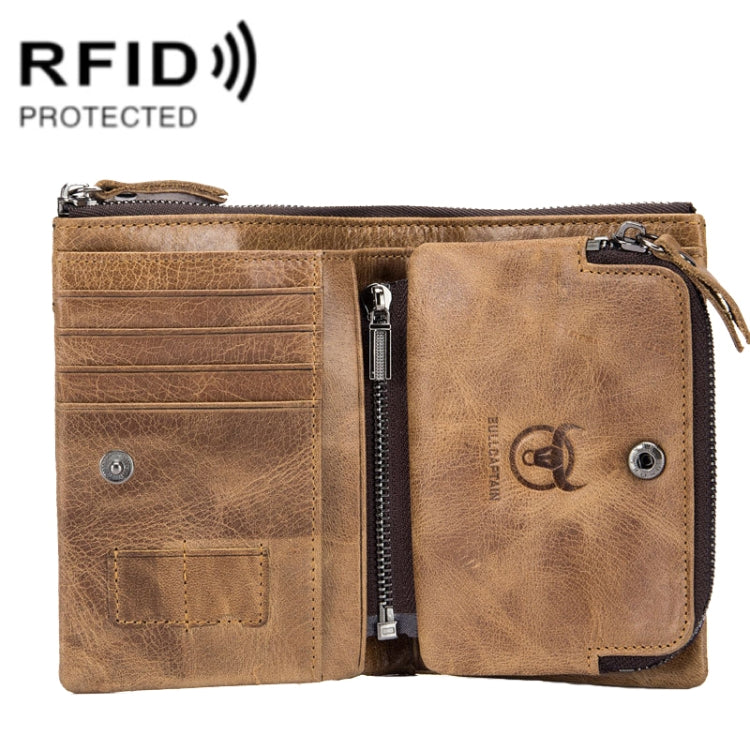 BULL CAPTAIN 013 RFID Anti-theft Detachable Retro Leather Wallet with Multiple Dard Dlots(Brown) Eurekaonline