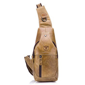 BULL CAPTAIN 019 Retro Men Leather Crossbody Shoulder Bag First-Layer Cowhide Chest Bag, Colour: Yellow Brown Eurekaonline