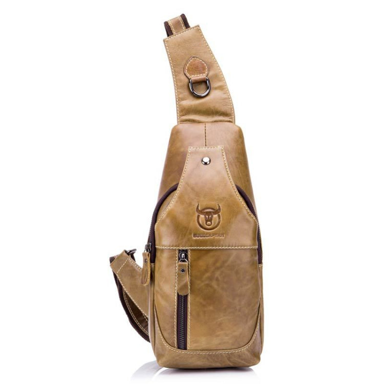 BULL CAPTAIN 019 Retro Men Leather Crossbody Shoulder Bag First-Layer Cowhide Chest Bag, Colour: Yellow Brown Eurekaonline