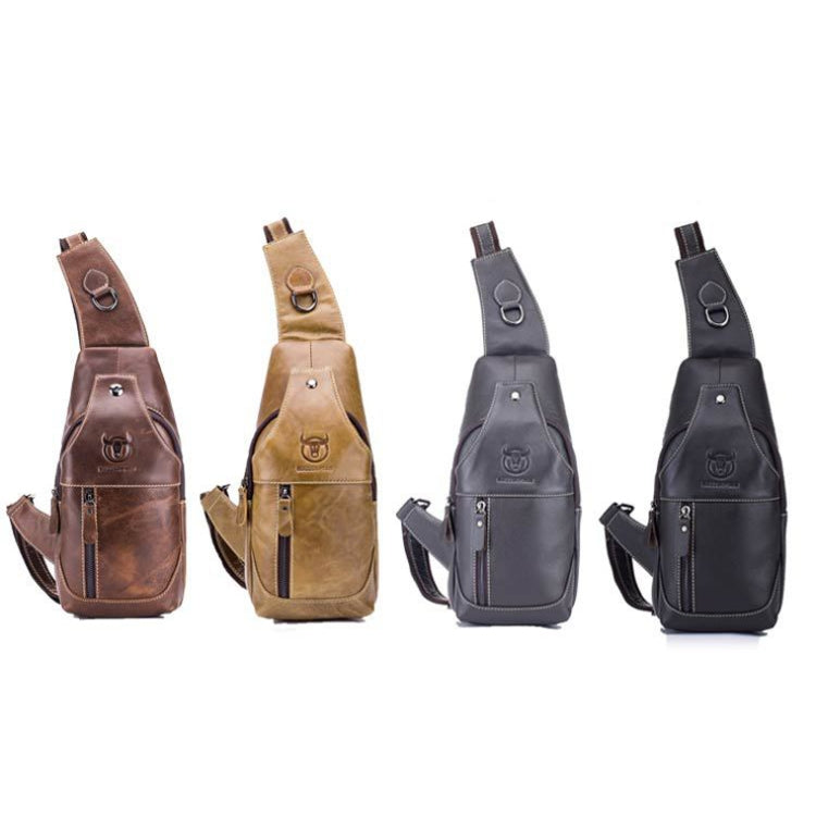 BULL CAPTAIN 019 Retro Men Leather Crossbody Shoulder Bag First-Layer Cowhide Chest Bag, Colour: Yellow Brown Eurekaonline