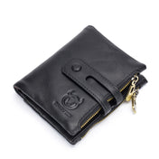 BULL CAPTAIN 021 Leather Men Vertical Wallet Short Multi-Function Wallet(Black) Eurekaonline