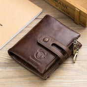 BULL CAPTAIN 021 Leather Men Vertical Wallet Short Multi-Function Wallet(Black) Eurekaonline