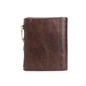 BULL CAPTAIN 021 Leather Men Vertical Wallet Short Multi-Function Wallet(Brown) Eurekaonline