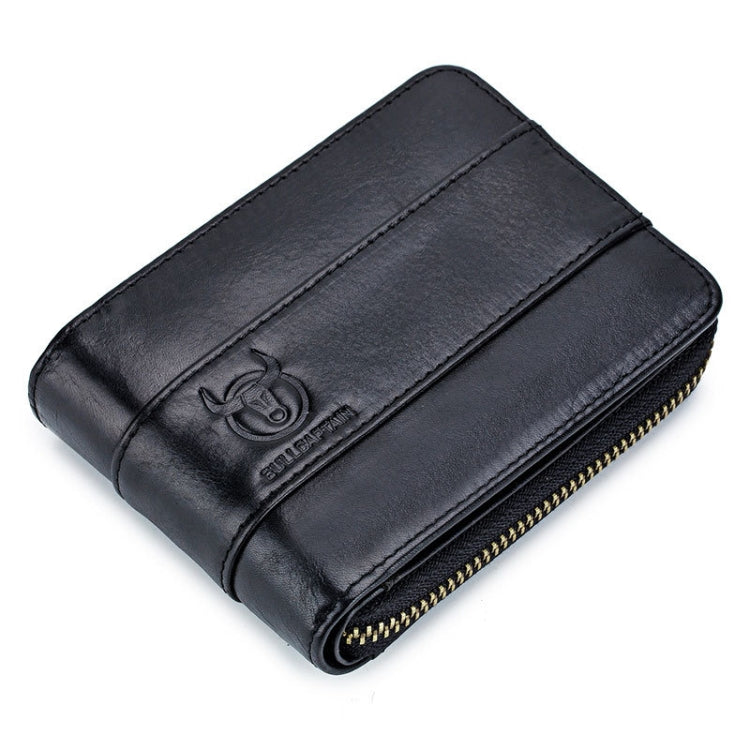 BULL CAPTAIN 025 Leather First-Layer Cowhide Wallet Multi-Function Card Tap Wallet(Black) Eurekaonline