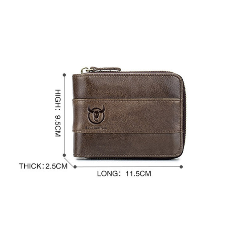 BULL CAPTAIN 025 Leather First-Layer Cowhide Wallet Multi-Function Card Tap Wallet(Brown) Eurekaonline