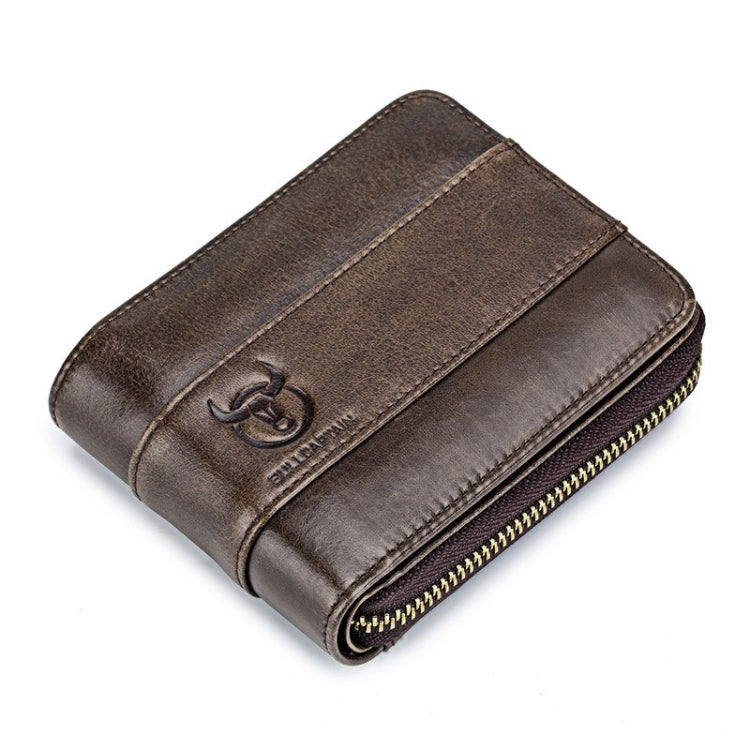 BULL CAPTAIN 025 Leather First-Layer Cowhide Wallet Multi-Function Card Tap Wallet(Brown) Eurekaonline