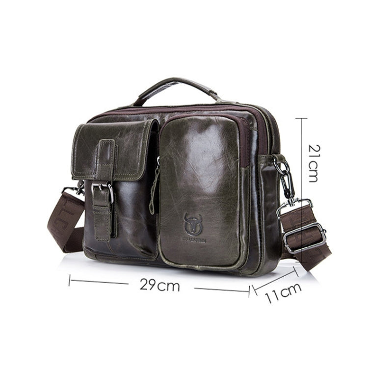 BULL CAPTAIN 036 Men Leather Shoulder Bag Retro First-Layer Cowhide Messenger Bag(Black) Eurekaonline