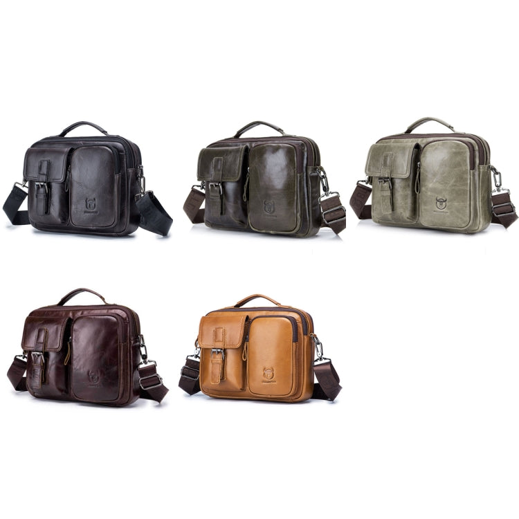 BULL CAPTAIN 036 Men Leather Shoulder Bag Retro First-Layer Cowhide Messenger Bag(Yellow Brown) Eurekaonline