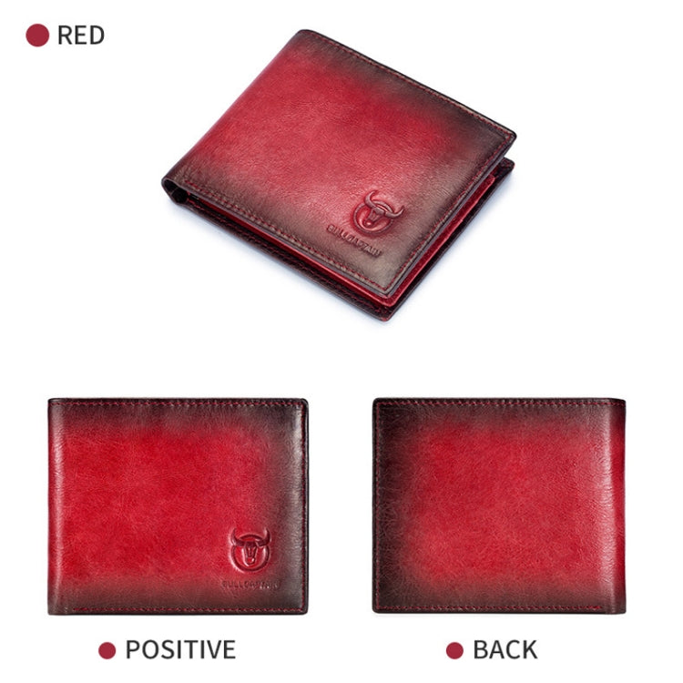 BULL CAPTAIN 05 Men Leather Wallet Anti-Theft Multi-Card Bit Soft Cowhide Wallet, Colour: Red Eurekaonline